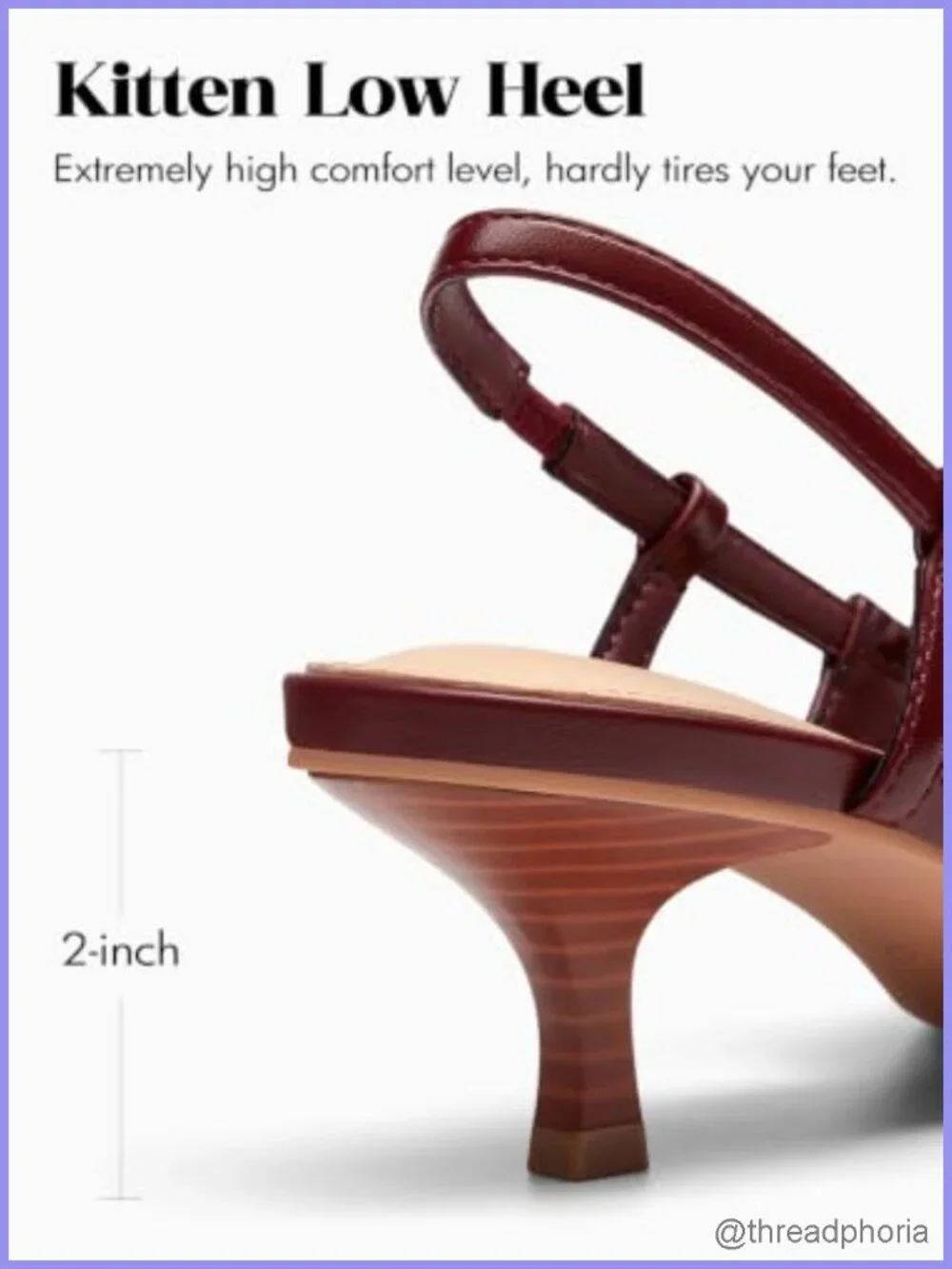Women's Slingback Kitten Heels PU Leather Pointed Toe Pleated Slip On Dress